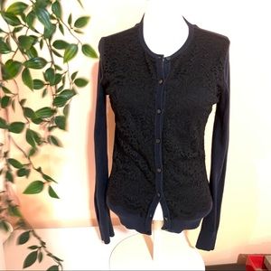 Navy/black lace Ann Taylor cardigan